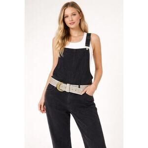 SAND CASTLE Vintage Studded Crystal Ivory Leather Belt Women's M (27”34" Waist